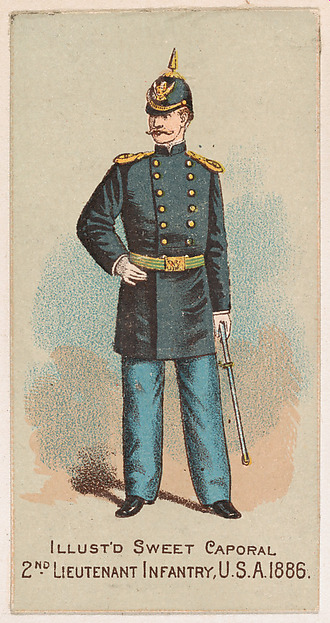 Second Lieutenant Infantry, United States Army, 1886, from the Military Series (N224) issued by Kinney Tobacco Company to promote Sweet Caporal Cigarettes