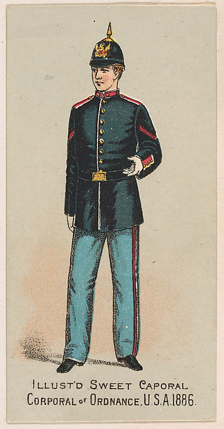 Corporal of Ordnance, United States Army, 1886, from the Military Series (N224) issued by Kinney Tobacco Company to promote Sweet Caporal Cigarettes by Kinney Brothers Tobacco Company, The Metropolitan Museum of Art