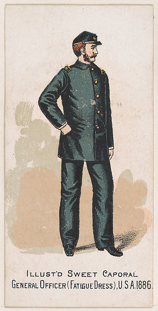 Fatigue Dress, General Officer, United States Army, 1886, from the Military Series (N224) issued by Kinney Tobacco Company to promote Sweet Caporal Cigarettes