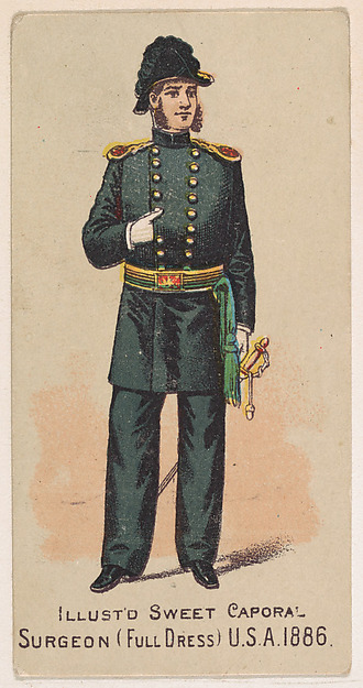Full Dress, Surgeon, United States Army, 1886, from the Military Series (N224) issued by Kinney Tobacco Company to promote Sweet Caporal Cigarettes