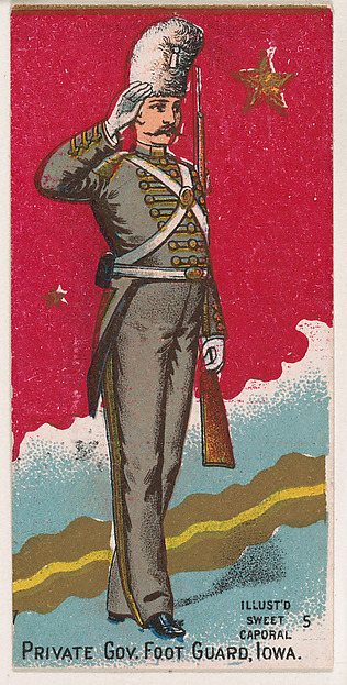 Private, Gov. Foot Guard, Iowa, from the Military Series (N224) issued by Kinney Tobacco Company to promote Sweet Caporal Cigarettes
