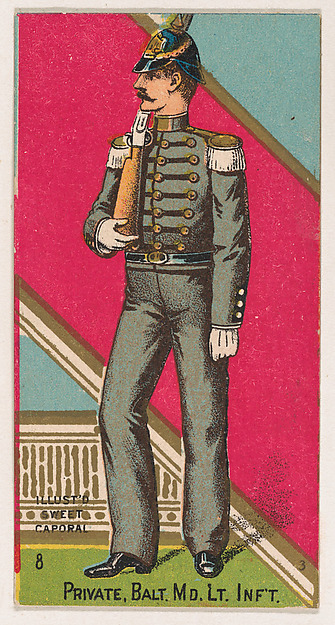 Private, Baltimore, Maryland, Light Infantry, from the Military Series (N224) issued by Kinney Tobacco Company to promote Sweet Caporal Cigarettes