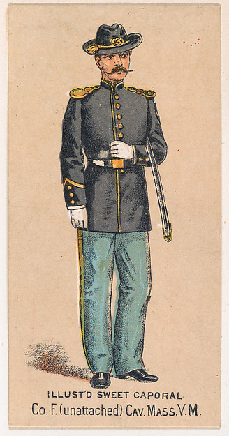 Co. F. (unattached), Cavalry, Massachusetts, V.M., from the Military Series (N224) issued by Kinney Tobacco Company to promote Sweet Caporal Cigarettes by Kinney Brothers Tobacco Company, The Metropolitan Museum of Art