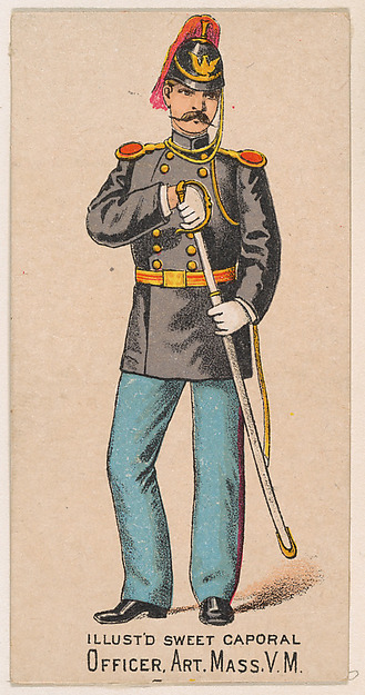 Officer, Artillery, Massachusetts, V.M., from the Military Series (N224) issued by Kinney Tobacco Company to promote Sweet Caporal Cigarettes