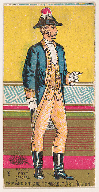 Private, Ancient and Honorable Artillery, Boston, Massachusetts, V.M., from the Military Series (N224) issued by Kinney Tobacco Company to promote Sweet Caporal Cigarettes