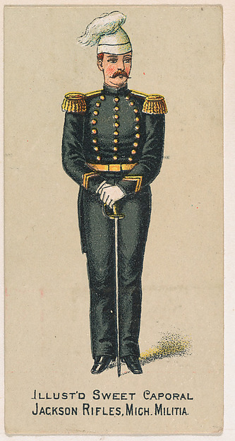 Jackson Rifles, Michigan Militia, from the Military Series (N224) issued by Kinney Tobacco Company to promote Sweet Caporal Cigarettes