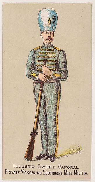 Private, Vicksburg Southrons, Mississippi Militia, from the Military Series (N224) issued by Kinney Tobacco Company to promote Sweet Caporal Cigarettes