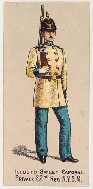 Private, 22nd Regiment, New York State Militia, from the Military Series (N224) issued by Kinney Tobacco Company to promote Sweet Caporal Cigarettes