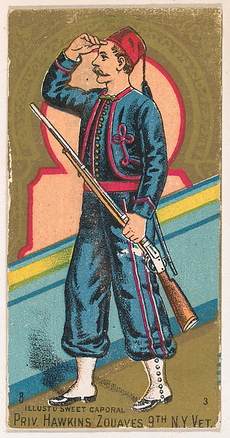 Private, Hawkins Zouaves, 9th Regiment, New York Vet., from the Military Series (N224) issued by Kinney Tobacco Company to promote Sweet Caporal Cigarettes