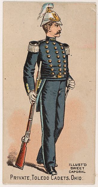 Private, Toledo Cadets, Ohio, from the Military Series (N224) issued by Kinney Tobacco Company to promote Sweet Caporal Cigarettes