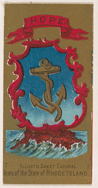 State Arms of Rhode Island, from the Military Series (N224) issued by Kinney Tobacco Company to promote Sweet Caporal Cigarettes