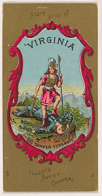 State Arms of Virginia, from the Military Series (N224) issued by Kinney Tobacco Company to promote Sweet Caporal Cigarettes