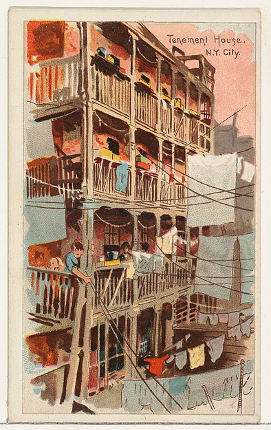 Tenement House, New York City, from the Habitations of Man series (N113) issued by W. Duke, Sons & Co. to promote Honest Long Cut Smoking and Chewing Tobacco