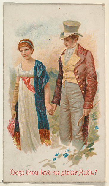 Dost Thou Love Me Sister Ruth?, from the Illustrated Songs series (N116) issued by W. Duke, Sons & Co. to promote Honest Long Cut Tobacco