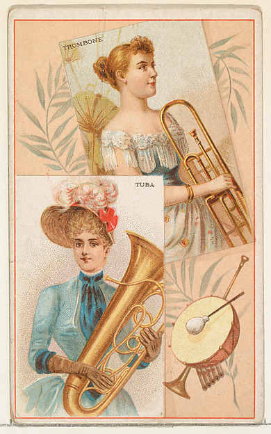 Trombone and Tuba, from the Musical Instruments series (N121) issued by Duke Sons & Co. to promote Honest Long Cut Tobacco