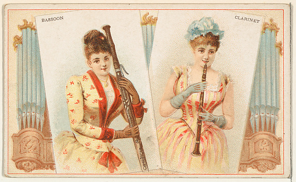Bassoon and Clarinet, from the Musical Instruments series (N121) issued by Duke Sons & Co. to promote Honest Long Cut Tobacco