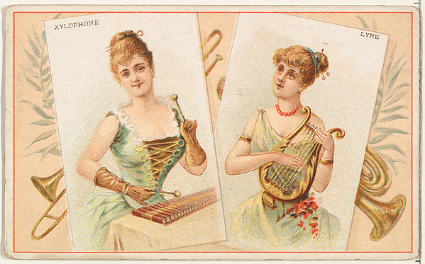 Xylophone and Lyre, from the Musical Instruments series (N121) issued by Duke Sons & Co. to promote Honest Long Cut Tobacco