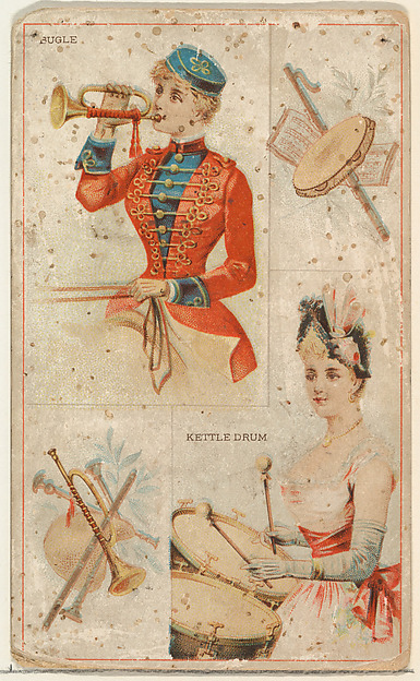 Bugle and Kettle Drum, from the Musical Instruments series (N121) issued by Duke Sons & Co. to promote Honest Long Cut Tobacco