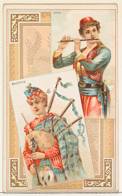 Fife and Bagpipe, from the Musical Instruments series (N121) issued by Duke Sons & Co. to promote Honest Long Cut Tobacco