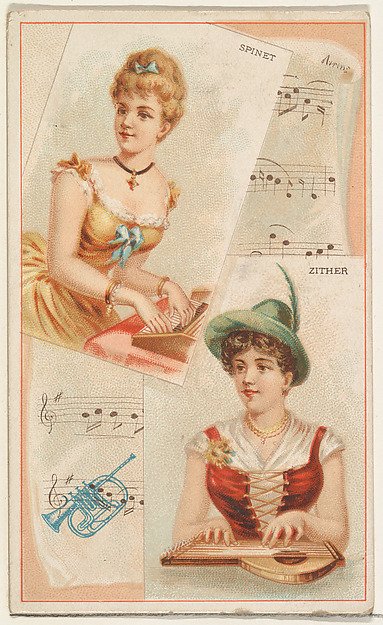 Spinet and Zither, from the Musical Instruments series (N121) issued by Duke Sons & Co. to promote Honest Long Cut Tobacco