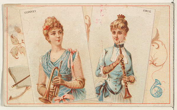 Cornet and Oboe, from the Musical Instruments series (N121) issued by Duke Sons & Co. to promote Honest Long Cut Tobacco