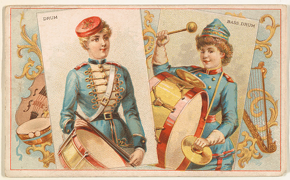 Drum and Bass Drum, from the Musical Instruments series (N121) issued by Duke Sons & Co. to promote Honest Long Cut Tobacco