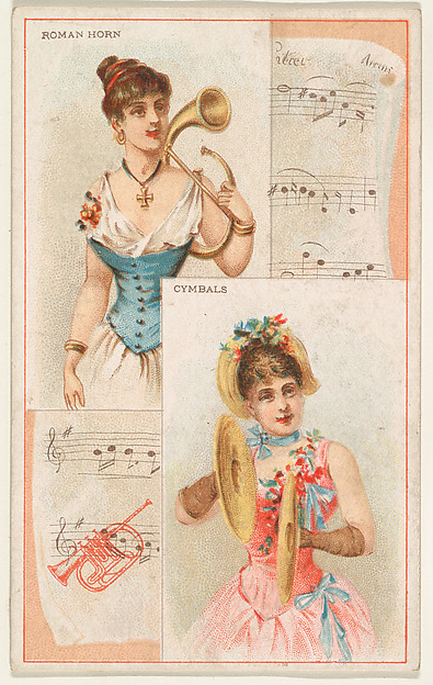 Roman Horn and Cymbals, from the Musical Instruments series (N121) issued by Duke Sons & Co. to promote Honest Long Cut Tobacco