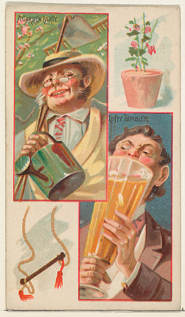 A Garden Party / Lofty Tumbler, from the Jokes series (N118) issued by Duke Sons & Co. to promote Honest Long Cut Tobacco
