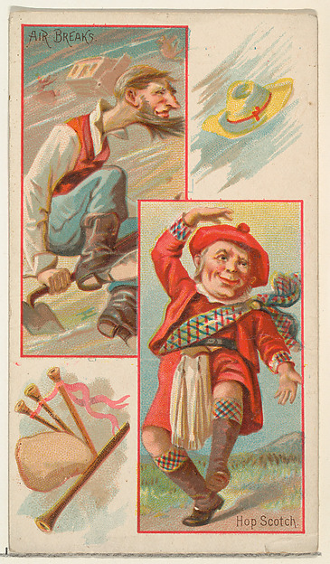 Air Breaks / Hop Scotch, from the Jokes series (N118) issued by Duke Sons & Co. to promote Honest Long Cut Tobacco