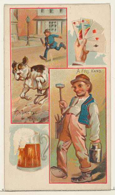 Rushing the Growler / A Full Hand, from the Jokes series (N118) issued by Duke Sons & Co. to promote Honest Long Cut Tobacco