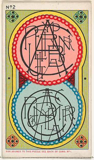 Puzzle Card Number 2, from the Jokes series (N118) issued by Duke Sons & Co. to promote Honest Long Cut Tobacco