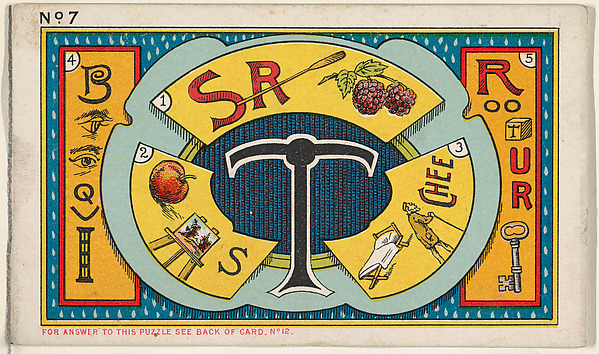 Puzzle Card Number 7, Tea Puzzle, from the Jokes series (N118) issued by Duke Sons & Co. to promote Honest Long Cut Tobacco