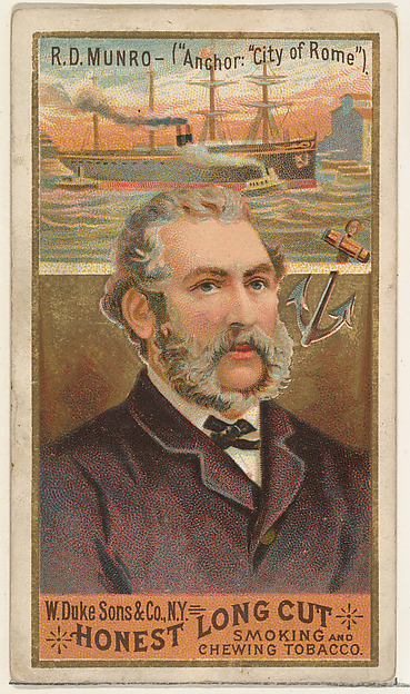 R.D. Munro, from the Sea Captains series (N127) issued by Duke Sons & Co. to promote Honest Long Cut Tobacco