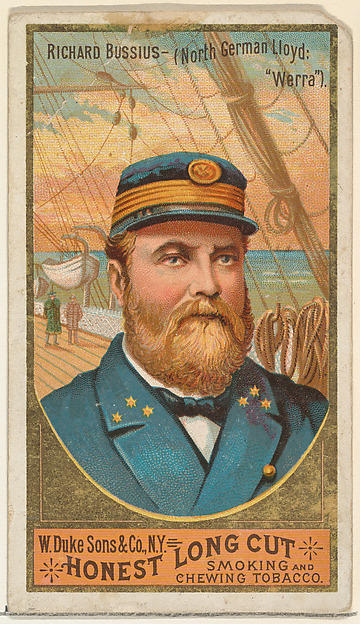 Richard Bussius, from the Sea Captains series (N127) issued by Duke Sons & Co. to promote Honest Long Cut Tobacco