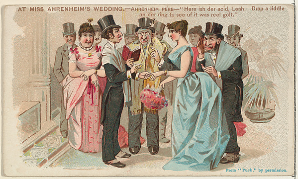 At Miss Ahrenheim's Wedding, from the Snapshots from "Puck" series (N128) issued by Duke Sons & Co. to promote Honest Long Cut Tobacco