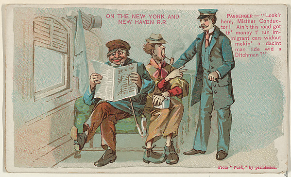 On the New York and New Haven Railroad, from the Snapshots from "Puck" series (N128) issued by Duke Sons & Co. to promote Honest Long Cut Tobacco