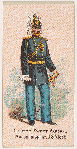 Major, Infantry, United States Army, 1886, from the Military Series (N224) issued by Kinney Tobacco Company to promote Sweet Caporal Cigarettes