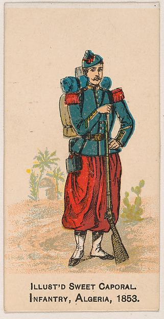 Infantry, Algeria, 1853, from the Military Series (N224) issued by Kinney Tobacco Company to promote Sweet Caporal Cigarettes by Kinney Brothers Tobacco Company, The Metropolitan Museum of Art