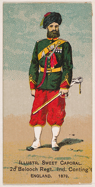 2nd Belooch Regiment, Ind. Conting't, England, 1879, from the Military Series (N224) issued by Kinney Tobacco Company to promote Sweet Caporal Cigarettes