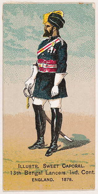 13th Bengal Lancers, Ind. Cont., Engalnd, 1879, from the Military Series (N224) issued by Kinney Tobacco Company to promote Sweet Caporal Cigarettes