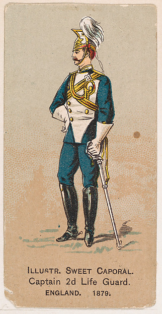 Captain, 2nd Life Guard, England, 1879, from the Military Series (N224) issued by Kinney Tobacco Company to promote Sweet Caporal Cigarettes