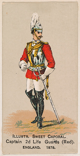 Captain, 2nd Life Guards (Red), England, 1879, from the Military Series (N224) issued by Kinney Tobacco Company to promote Sweet Caporal Cigarettes