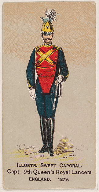 Captain, 9th Queen's Royal Lancers, England, 1879, from the Military Series (N224) issued by Kinney Tobacco Company to promote Sweet Caporal Cigarettes