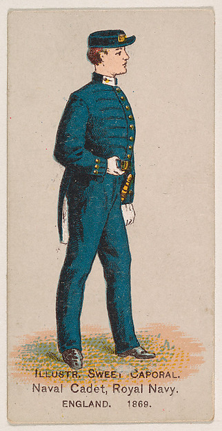 Naval Cadet, Royal Navy, England, 1869, from the Military Series (N224) issued by Kinney Tobacco Company to promote Sweet Caporal Cigarettes