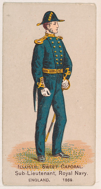 Sub-Lieutenant, Royal Navy, England, 1869, from the Military Series (N224) issued by Kinney Tobacco Company to promote Sweet Caporal Cigarettes