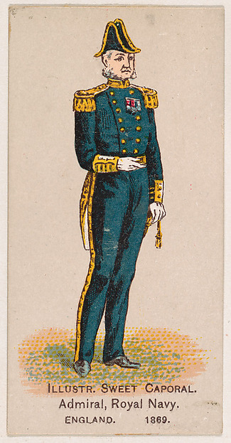Admiral, Royal Navy, England, 1869, from the Military Series (N224) issued by Kinney Tobacco Company to promote Sweet Caporal Cigarettes by Kinney Brothers Tobacco Company, The Metropolitan Museum of Art