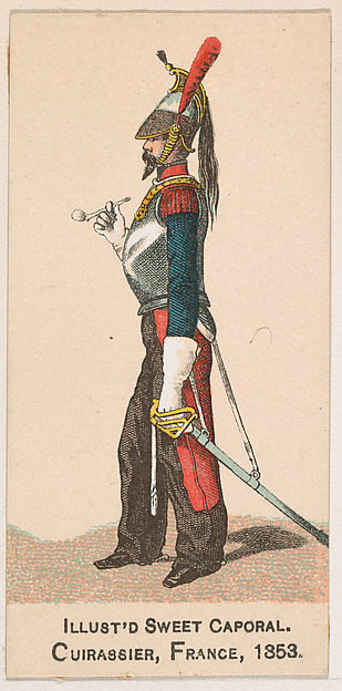 Cuirassier, France, 1853, from the Military Series (N224) issued by Kinney Tobacco Company to promote Sweet Caporal Cigarettes