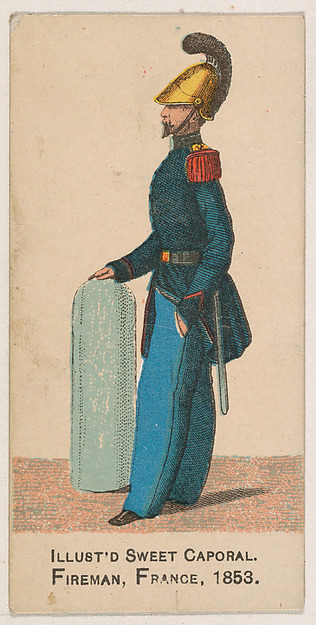 Fireman, France, 1853, from the Military Series (N224) issued by Kinney Tobacco Company to promote Sweet Caporal Cigarettes by Kinney Brothers Tobacco Company, The Metropolitan Museum of Art