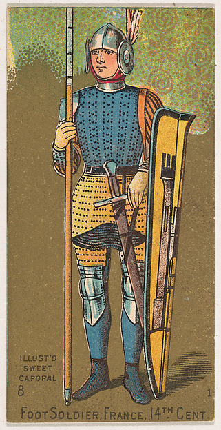 Foot Soldier, France, 14th Century, from the Military Series (N224) issued by Kinney Tobacco Company to promote Sweet Caporal Cigarettes