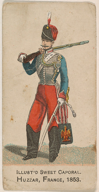 Huzzar, France, 1853, from the Military Series (N224) issued by Kinney Tobacco Company to promote Sweet Caporal Cigarettes